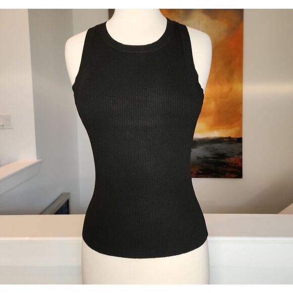 The Workshop Black Ribbed Tank Top for Women Size L NWT - Picture 1 of 2